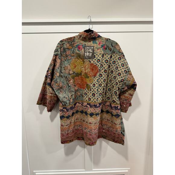 NWT Magnolia Pearl Versailles Cotton Quilted Julian Floral Kimono O/S - Picture 4 of 11